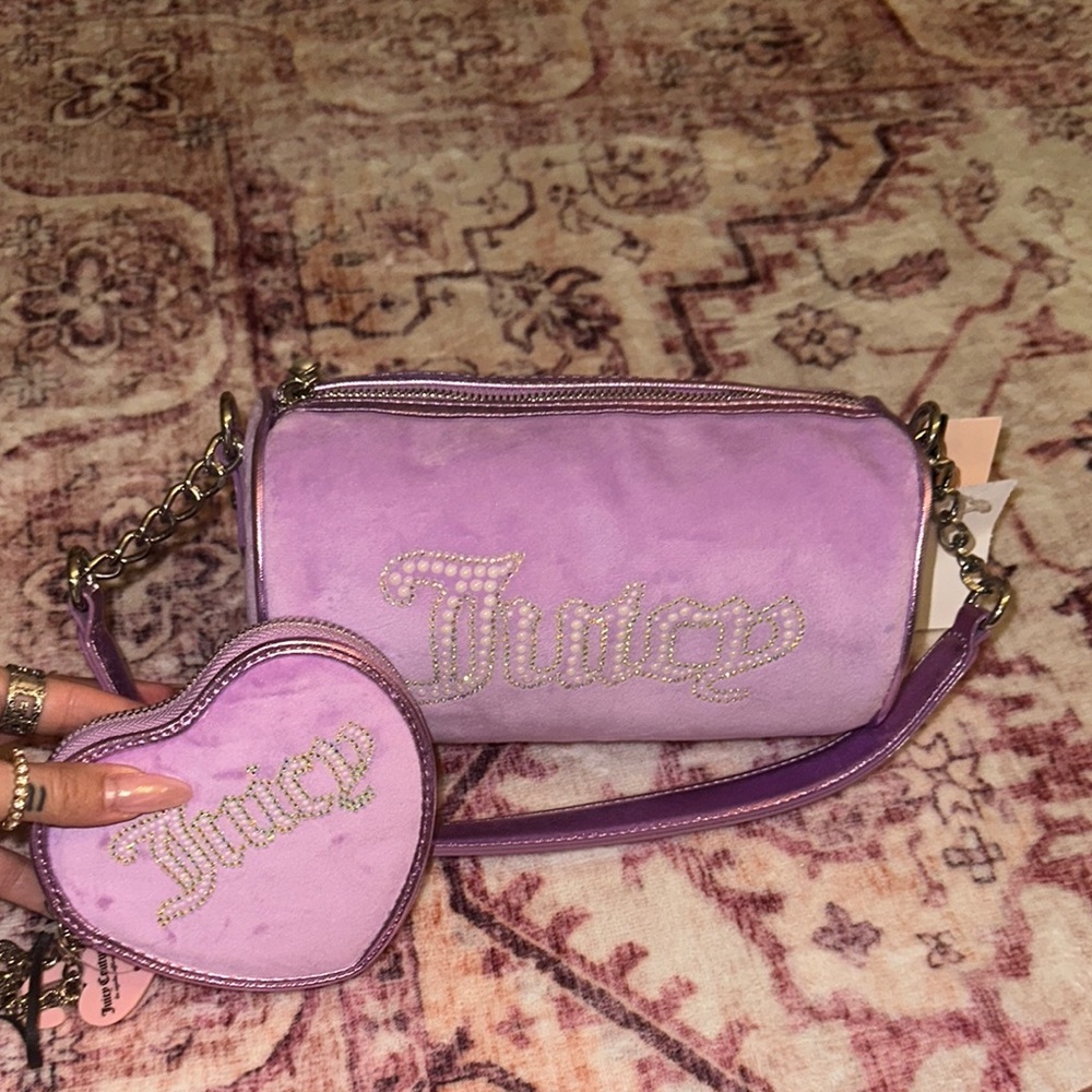Juicy Couture Purple Shoulder Bag Set Metallic Finish
